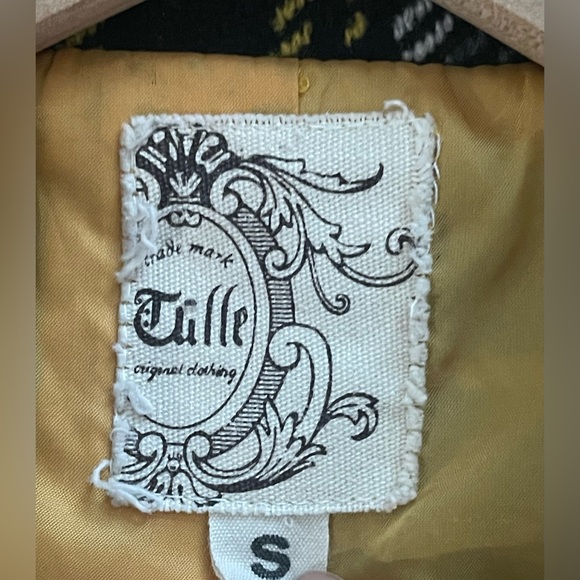 Tulle Houndstooth Flare Wool Blend Mid Pea Coat Size Small - Picture 9 of 9